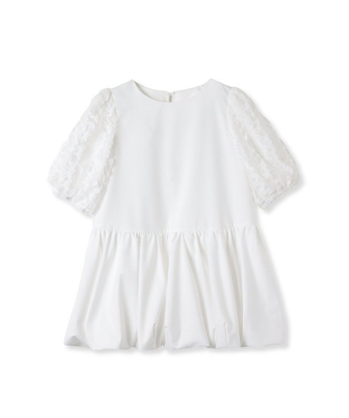 QUEENS COURT（クイーンズコート）の「袖チュールバルーンチュニック≪洗濯機で洗える≫（チュニック・レディース・ホワイト/グリーン/ブラック・M）」の4枚目の写真