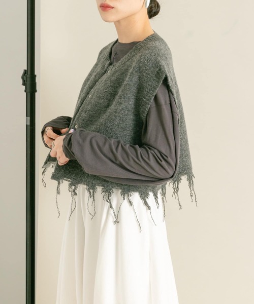 KBF(ケイビーエフ)の「ダメージショートベスト(ベスト・レディース・イエロー/グレー・ONE)」の14枚目の写真