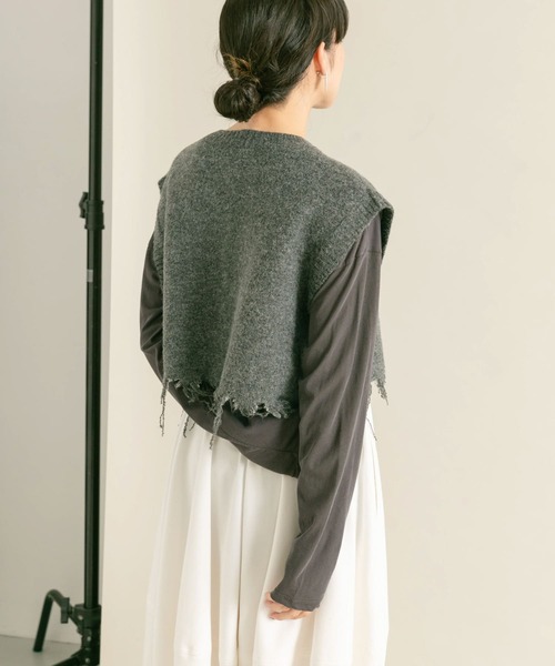 KBF(ケイビーエフ)の「ダメージショートベスト(ベスト・レディース・イエロー/グレー・ONE)」の20枚目の写真