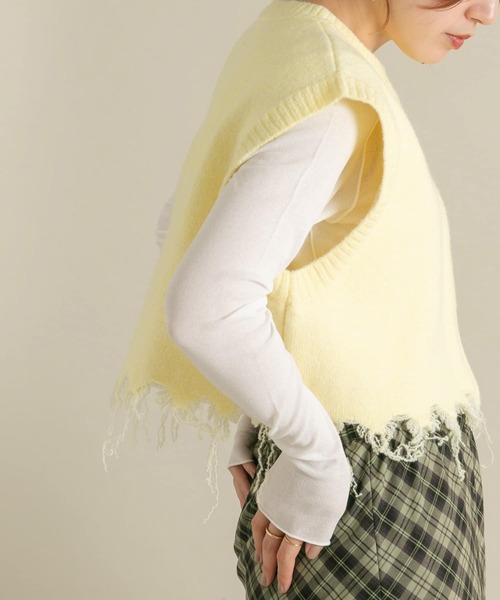 KBF(ケイビーエフ)の「ダメージショートベスト(ベスト・レディース・イエロー/グレー・ONE)」の18枚目の写真