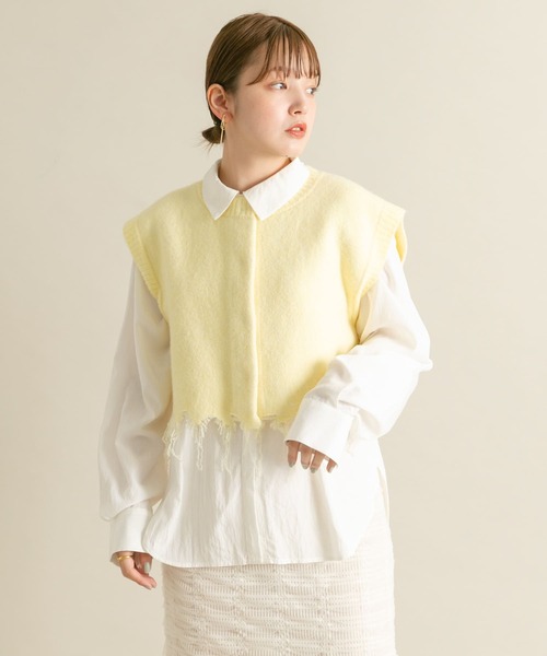 KBF(ケイビーエフ)の「ダメージショートベスト(ベスト・レディース・イエロー/グレー・ONE)」の9枚目の写真