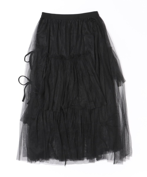 merrylatte（メリーラテ）の「【低身長用サイズ】サイドリボンロングスカート（スカート・レディース・ブラック/アイボリー・X-LARGE/SMALL/LARGE/FREE）」の4枚目の写真