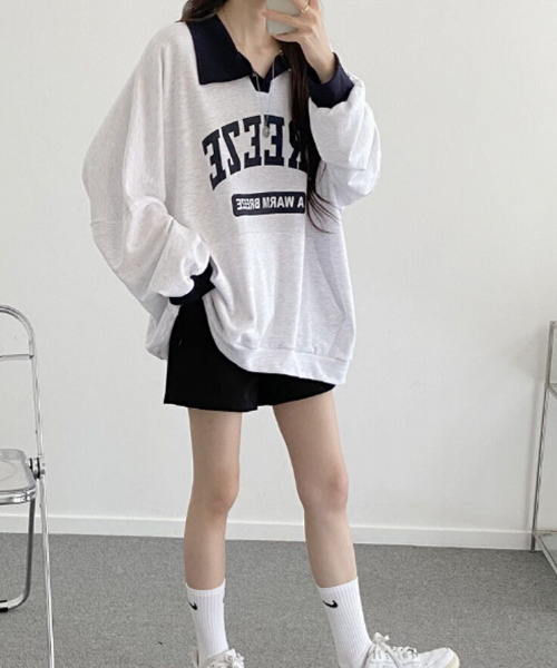 VIVID LADY（ビビッドレディー）の「ロゴ付きカラーコンビスウェット（Tシャツ/カットソー・レディース・ワイン/グリーン/ネイビー・FREE）」の10枚目の写真