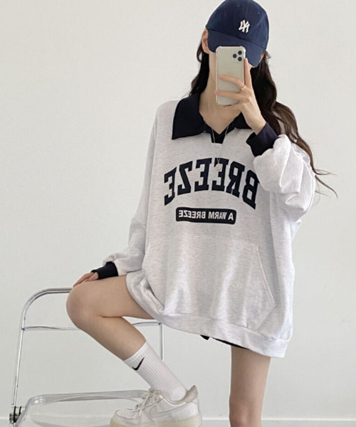 VIVID LADY（ビビッドレディー）の「ロゴ付きカラーコンビスウェット（Tシャツ/カットソー・レディース・ワイン/グリーン/ネイビー・FREE）」の11枚目の写真