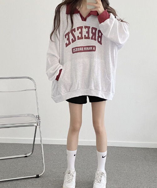 VIVID LADY（ビビッドレディー）の「ロゴ付きカラーコンビスウェット（Tシャツ/カットソー・レディース・ワイン/グリーン/ネイビー・FREE）」の17枚目の写真