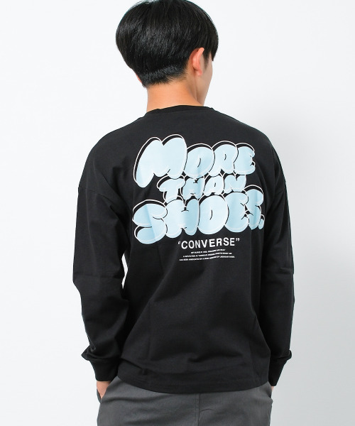 CONVERSE（コンバース）の「CONVERSE 別注バックプリントビッグロングTシャツ（Tシャツ/カットソー・キッズ・ブラック/オフホワイト/ライトグレー・130/140/150/160）」の2枚目の写真