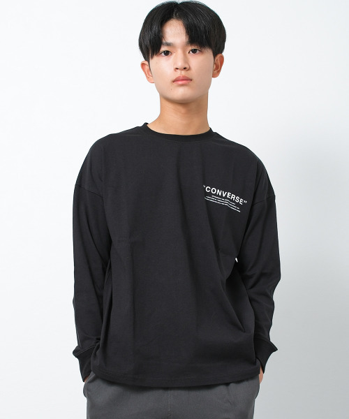 CONVERSE（コンバース）の「CONVERSE 別注バックプリントビッグロングTシャツ（Tシャツ/カットソー・キッズ・ブラック/オフホワイト/ライトグレー・130/140/150/160）」の7枚目の写真