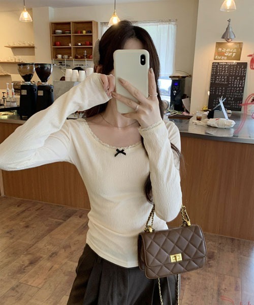 Mayree（メイリー）の「【Mayree】ワンポイント リボン カットソー（Tシャツ/カットソー・レディース・アイボリー・SMALL/MEDIUM/LARGE）」の4枚目の写真