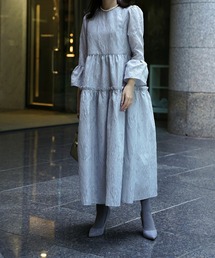 ベルスリーブ ジャガード ボリューム ワンピース HUIT