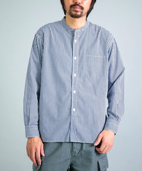 OMNIGOD（オムニゴッド）の「[OMNIGOD mens / オムニゴッド] コンバットギンガム スタンドカラーワークシャツ（シャツ/ブラウス・メンズ・ブルー系その他・2/3/4）」の2枚目の写真