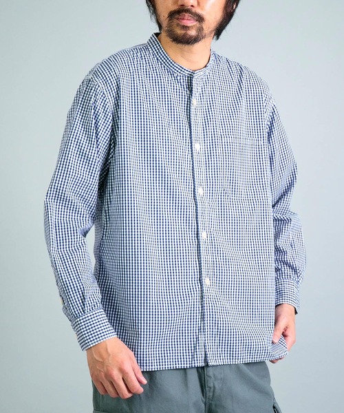 OMNIGOD（オムニゴッド）の「[OMNIGOD mens / オムニゴッド] コンバットギンガム スタンドカラーワークシャツ（シャツ/ブラウス・メンズ・ブルー系その他・2/3/4）」の3枚目の写真