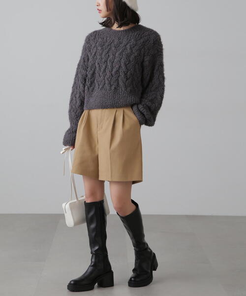 FREE'S MART（フリーズマート）の「◆シャギーケーブルニット（ニット/セーター・レディース・レッド/ホワイト/グレー・FREE）」の8枚目の写真