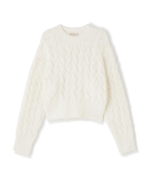 FREE'S MART（フリーズマート）の「◆シャギーケーブルニット（ニット/セーター・レディース・レッド/ホワイト/グレー・FREE）」の10枚目の写真