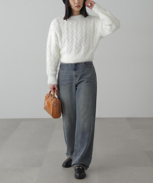 FREE'S MART（フリーズマート）の「◆シャギーケーブルニット（ニット/セーター・レディース・レッド/ホワイト/グレー・FREE）」の14枚目の写真