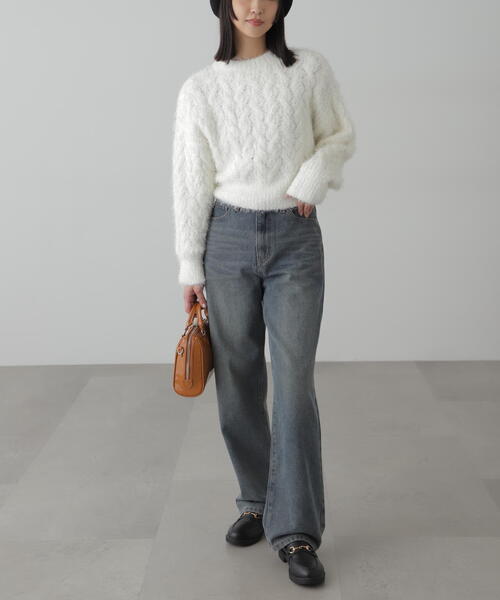 FREE'S MART（フリーズマート）の「◆シャギーケーブルニット（ニット/セーター・レディース・レッド/ホワイト/グレー・FREE）」の15枚目の写真