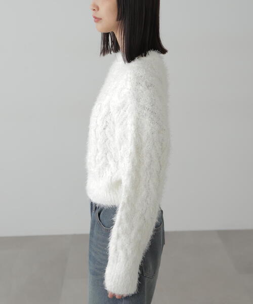 FREE'S MART（フリーズマート）の「◆シャギーケーブルニット（ニット/セーター・レディース・レッド/ホワイト/グレー・FREE）」の20枚目の写真