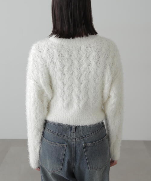 FREE'S MART（フリーズマート）の「◆シャギーケーブルニット（ニット/セーター・レディース・レッド/ホワイト/グレー・FREE）」の21枚目の写真