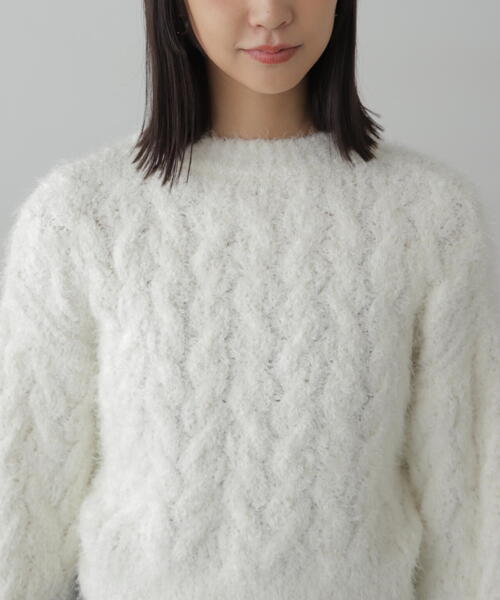 FREE'S MART（フリーズマート）の「◆シャギーケーブルニット（ニット/セーター・レディース・レッド/ホワイト/グレー・FREE）」の22枚目の写真