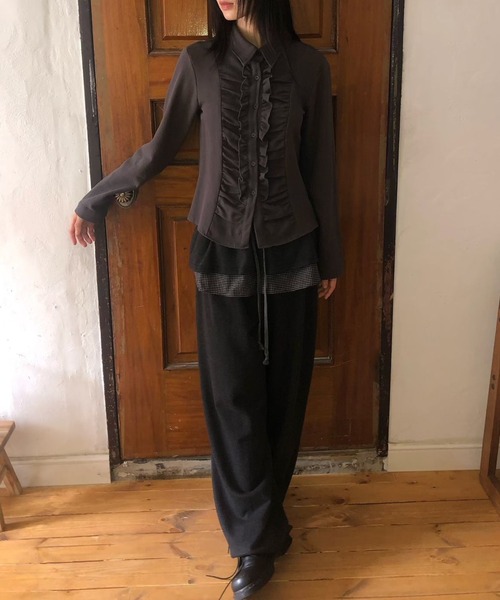 FREE STYLISTS(フリー スタイリスト)の「YUGA_YGMC 裏起毛 フリルドッキング スウェットパンツ(スウェットパンツ・レディース・ブラック/ネイビー・FREE)」の11枚目の写真