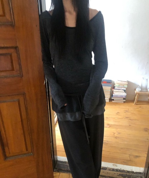 FREE STYLISTS(フリー スタイリスト)の「YUGA_YGMC 裏起毛 フリルドッキング スウェットパンツ(スウェットパンツ・レディース・ブラック/ネイビー・FREE)」の13枚目の写真