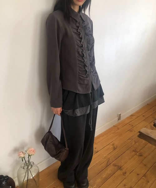 FREE STYLISTS(フリー スタイリスト)の「YUGA_YGMC 裏起毛 フリルドッキング スウェットパンツ(スウェットパンツ・レディース・ブラック/ネイビー・FREE)」の10枚目の写真