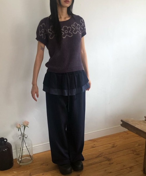 FREE STYLISTS(フリー スタイリスト)の「YUGA_YGMC 裏起毛 フリルドッキング スウェットパンツ(スウェットパンツ・レディース・ブラック/ネイビー・FREE)」の14枚目の写真