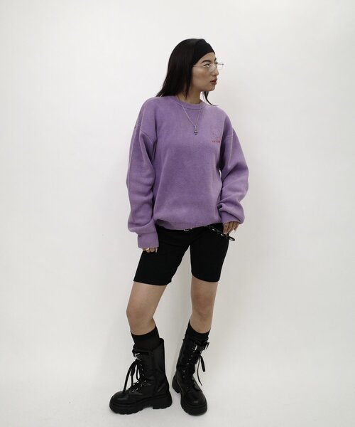 WHO'S WHO gallery（フーズフーギャラリー）の「【WEB限定】(UNISEX/ユニセックス)トーキョーガールニット（ニット/セーター・レディース・パープル/ライトグレー/ブラック・MEDIUM/LARGE）」の16枚目の写真