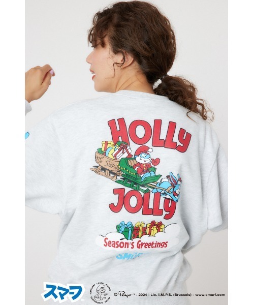 RODEO CROWNS WIDE BOWL（ロデオクラウンズワイドボウル）の「(THE SMURFS)Xmasスウェットトップス（スウェット・レディース・ブラック/グレー×ホワイト・MEDIUM/LARGE）」の2枚目の写真