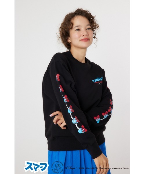 RODEO CROWNS WIDE BOWL（ロデオクラウンズワイドボウル）の「(THE SMURFS)Xmasスウェットトップス（スウェット・レディース・ブラック/グレー×ホワイト・MEDIUM/LARGE）」の3枚目の写真