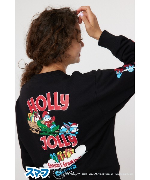 RODEO CROWNS WIDE BOWL（ロデオクラウンズワイドボウル）の「(THE SMURFS)Xmasスウェットトップス（スウェット・レディース・ブラック/グレー×ホワイト・MEDIUM/LARGE）」の4枚目の写真
