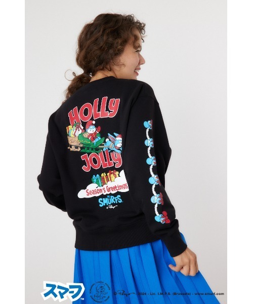 RODEO CROWNS WIDE BOWL（ロデオクラウンズワイドボウル）の「(THE SMURFS)Xmasスウェットトップス（スウェット・レディース・ブラック/グレー×ホワイト・MEDIUM/LARGE）」の5枚目の写真