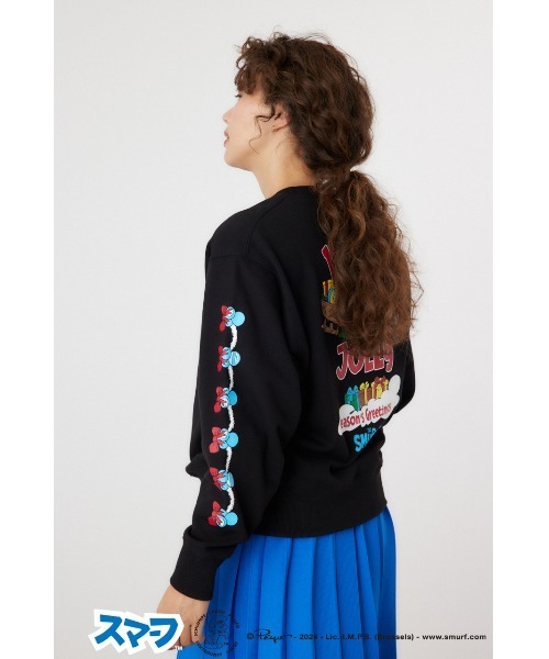 RODEO CROWNS WIDE BOWL（ロデオクラウンズワイドボウル）の「(THE SMURFS)Xmasスウェットトップス（スウェット・レディース・ブラック/グレー×ホワイト・MEDIUM/LARGE）」の6枚目の写真