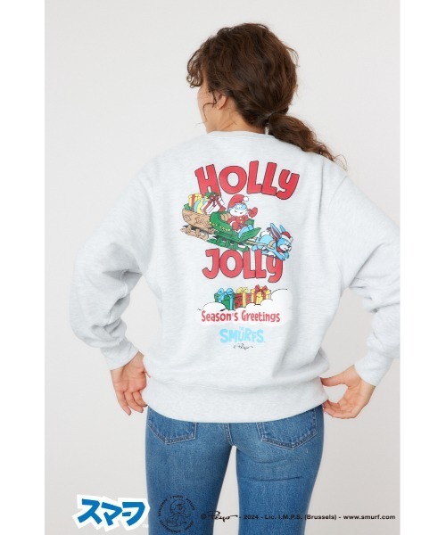 RODEO CROWNS WIDE BOWL（ロデオクラウンズワイドボウル）の「(THE SMURFS)Xmasスウェットトップス（スウェット・レディース・ブラック/グレー×ホワイト・MEDIUM/LARGE）」の17枚目の写真