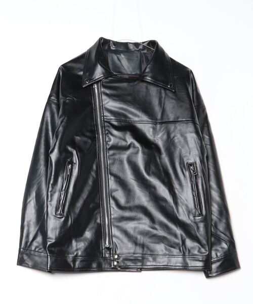 gossip!ロサンゼルス(ゴシップロサンゼルス)の「YUGA 合成皮革ルーズサイズ オートバイジャケット(ライダースジャケット・レディース・ブラック・M/L)」の13枚目の写真