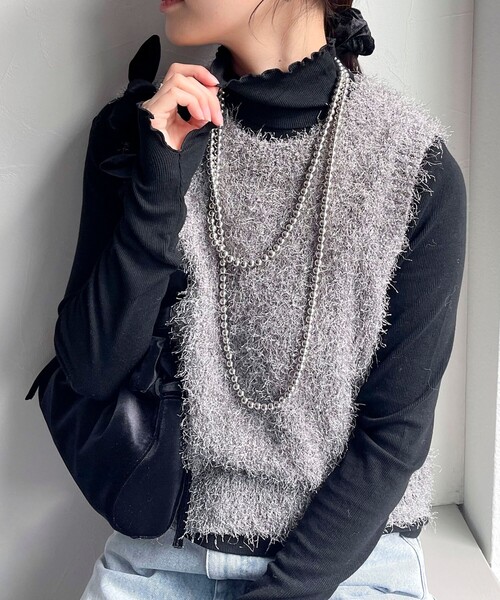 fredy emue（フレディエミュ）の「テレコメロータートルネックプルオーバー（その他トップス・レディース・オフホワイト/ブラック/チャコールグレー/ライトグレー・38）」の3枚目の写真