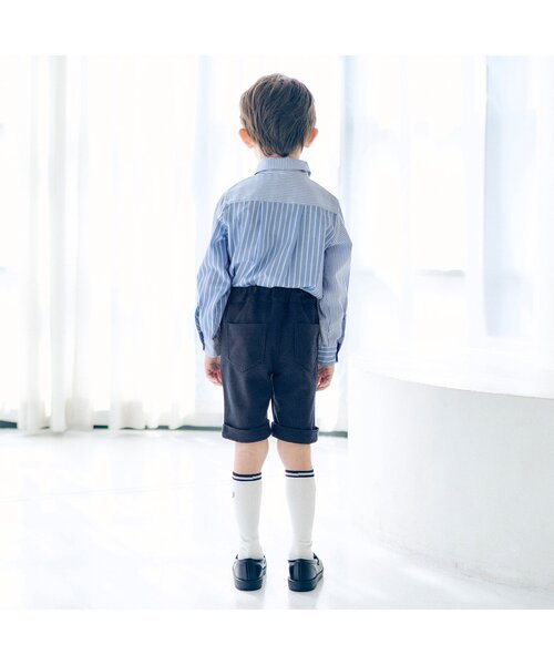 apres les cours（アプレレクール）の「【セットアップ可/ジュニア対応】フォーマルハーフパンツ（スーツパンツ・キッズ・ネイビー・100/120/130/90/110）」の3枚目の写真