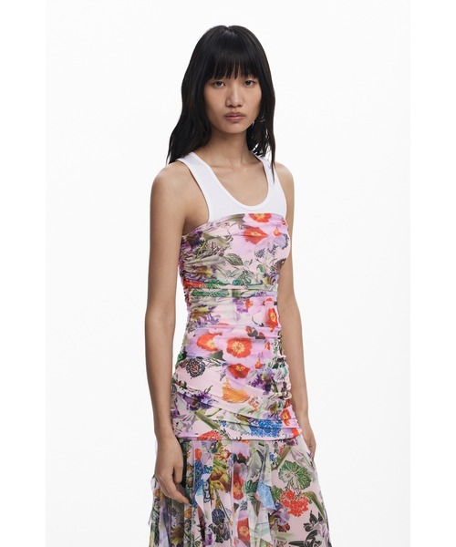 Desigual（デシグアル）の「VESTLAROUSELACROIX フローラルドリーム アシンメトリードレス（ワンピース・レディース・レッド・XL/L/M/S/XS）」の9枚目の写真