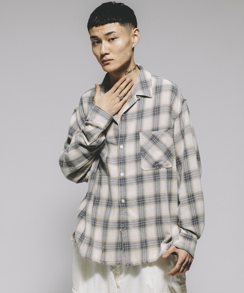 セール】BLEACH CHECK L/S SHIRTS/ブリーチ チェック 長袖