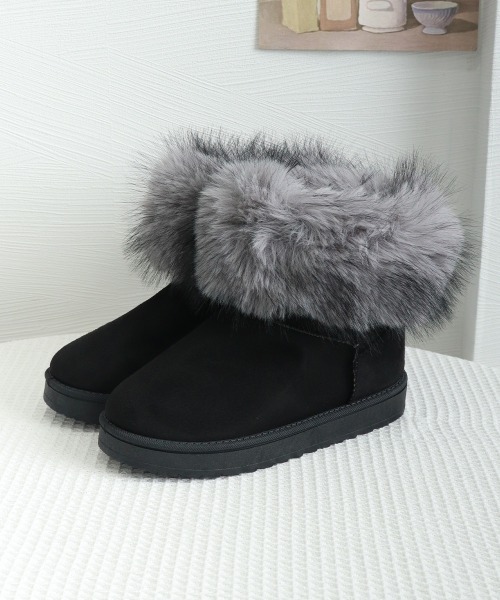 Miniministore(ミニミニストア)の「ムートンブーツ 裏起毛ブーツ 冬靴(ブーツ・レディース・ブラック/ブラック×グレー/キャメル・25.5cm/25.0cm/24.5cm/24.0cm/23.5cm/23.0cm)」の20枚目の写真