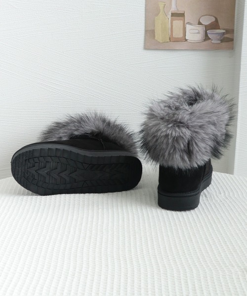 Miniministore(ミニミニストア)の「ムートンブーツ 裏起毛ブーツ 冬靴(ブーツ・レディース・ブラック/ブラック×グレー/キャメル・25.5cm/25.0cm/24.5cm/24.0cm/23.5cm/23.0cm)」の22枚目の写真
