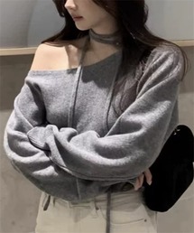 オフショル ニット オフショルダー」に該当するグレー/灰色系の