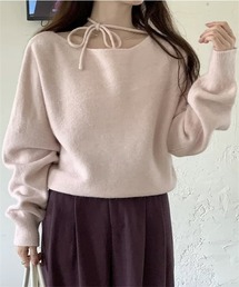 ニット/セーター（ピンク/桃色系・オフショルダー）ファッション通販