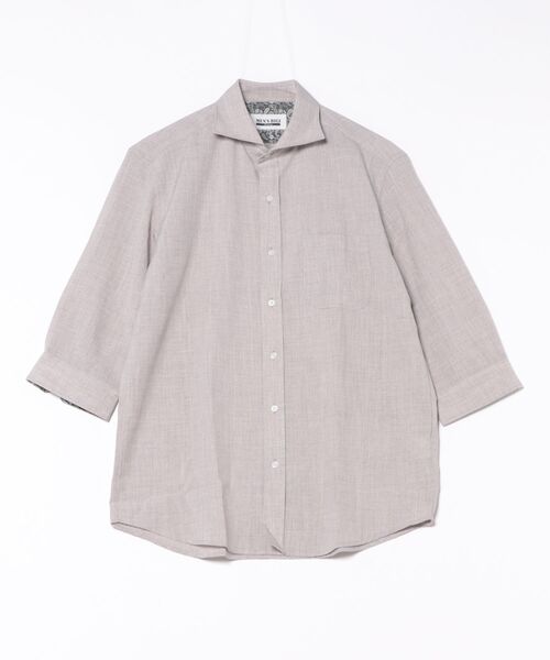 MEN'S BIGI(メンズビギ)の「麻調ポリエステル 7分袖シャツ(Tシャツ/カットソー・メンズ・ライトグレー・03)」の1枚目の写真