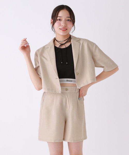 repipi armario（レピピ アルマリオ）の「シャツジャケットセットアップ（セットアップ・キッズ・ブラック/その他/ベージュ・SMALL/LARGE/MEDIUM）」の2枚目の写真