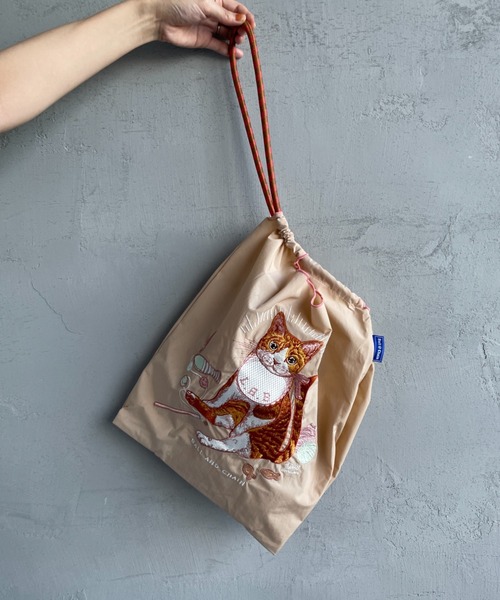 Ball&Chain（ボールアンドチェーン）の「[BALL&CHAIN/ボールアンドチェーン] D. BABY CAT 刺繍デザインナイロントートバッグ（トートバッグ・レディース・グレー/ベージュ・M）」の3枚目の写真