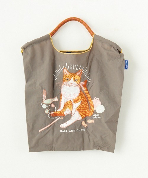 Ball&Chain（ボールアンドチェーン）の「[BALL&CHAIN/ボールアンドチェーン] D. BABY CAT 刺繍デザインナイロントートバッグ（トートバッグ・レディース・グレー/ベージュ・M）」の21枚目の写真