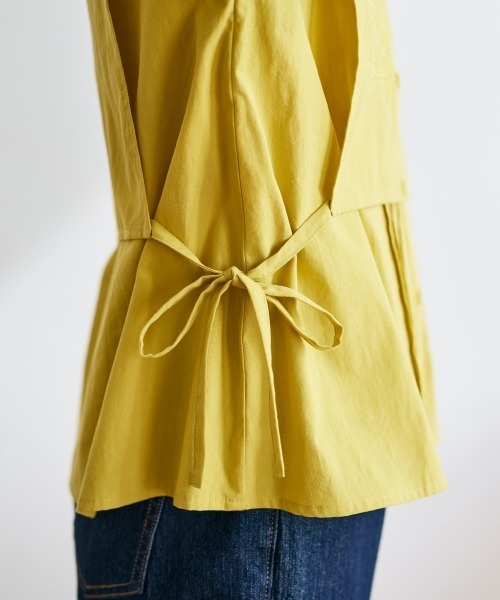 SMILE LAND(スマイルランド)の「<大きいサイズ>綿100%フェイクレイヤード刺しゅうブラウス【Otona Purete】(シャツ/ブラウス・レディース・ブラック/イエロー系・L/LL/4L/3L/5L)」の8枚目の写真