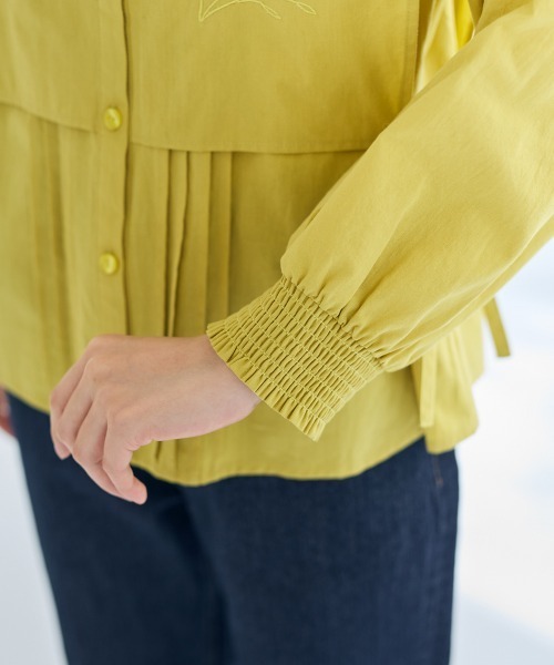 SMILE LAND(スマイルランド)の「<大きいサイズ>綿100%フェイクレイヤード刺しゅうブラウス【Otona Purete】(シャツ/ブラウス・レディース・ブラック/イエロー系・L/LL/4L/3L/5L)」の11枚目の写真