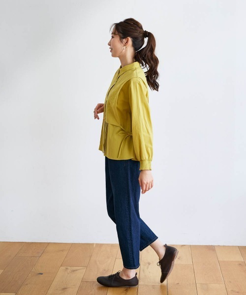 SMILE LAND(スマイルランド)の「<大きいサイズ>綿100%フェイクレイヤード刺しゅうブラウス【Otona Purete】(シャツ/ブラウス・レディース・ブラック/イエロー系・L/LL/4L/3L/5L)」の16枚目の写真