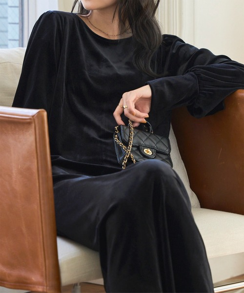 パフスリーブベロアロングワンピース（ワンピース）｜KOBE LETTUCE